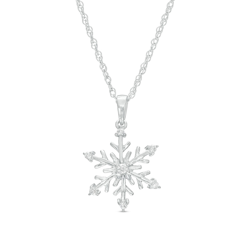 0.10 CT. T.W. Diamond Snowflake Pendant in Sterling Silver|Peoples Jewellers