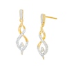 Thumbnail Image 1 of 0.20 CT. T.W. Diamond Twisted Flame Drop Earrings in 10K Gold