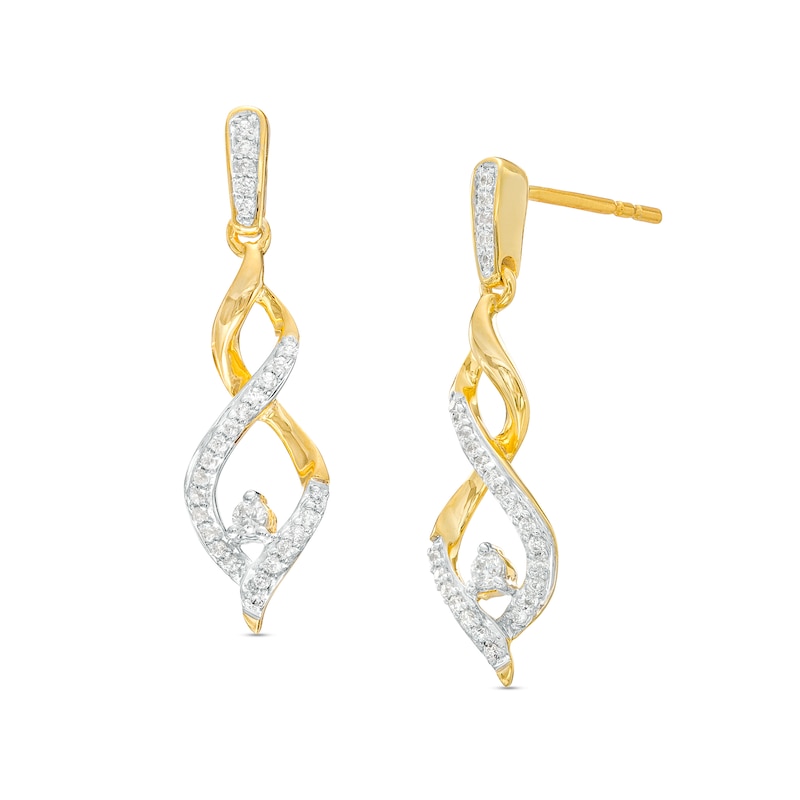 0.20 CT. T.W. Diamond Twisted Flame Drop Earrings in 10K Gold|Peoples Jewellers