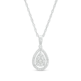 0.25 CT. T.W. Pear-Shaped Multi-Diamond Frame Pendant in 10K White Gold