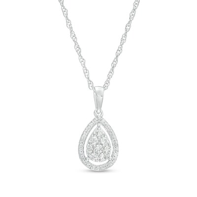 0.25 CT. T.W. Pear-Shaped Multi-Diamond Frame Pendant in 10K White Gold