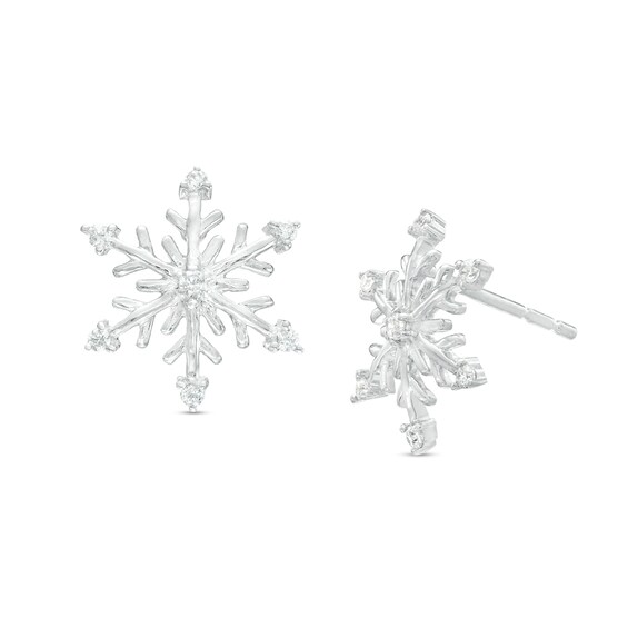 0.10 CT. T.W. Diamond Snowflake Stud Earrings in Sterling Silver