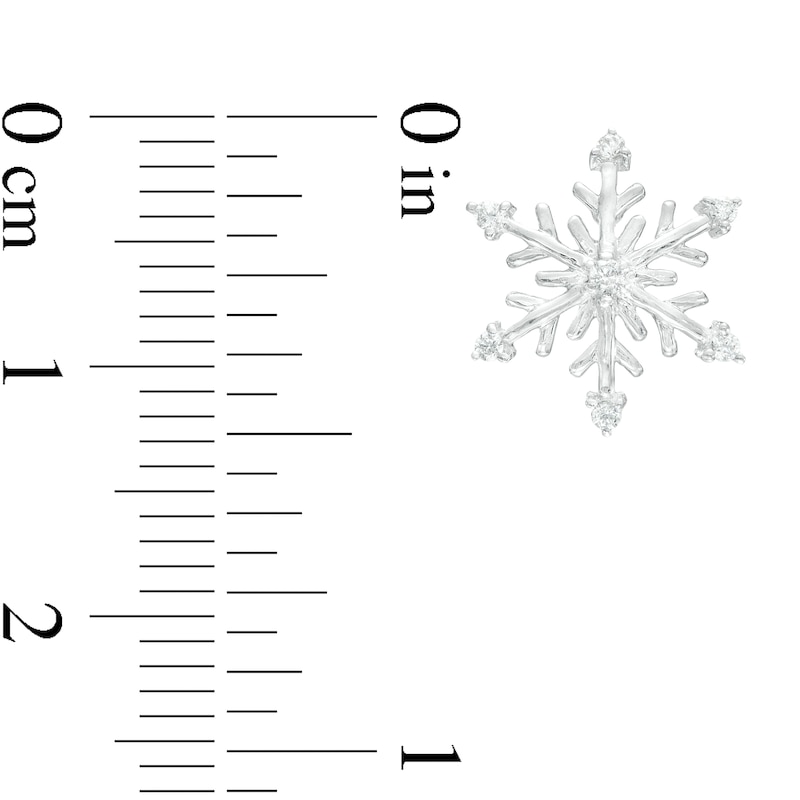 Main Image 3 of 0.10 CT. T.W. Diamond Snowflake Stud Earrings in Sterling Silver