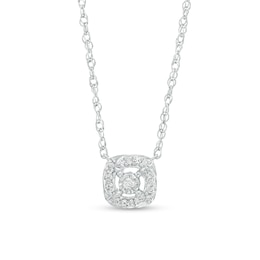 0.06 CT. T.W. Diamond Cushion-Shaped Frame Necklace in Sterling Silver