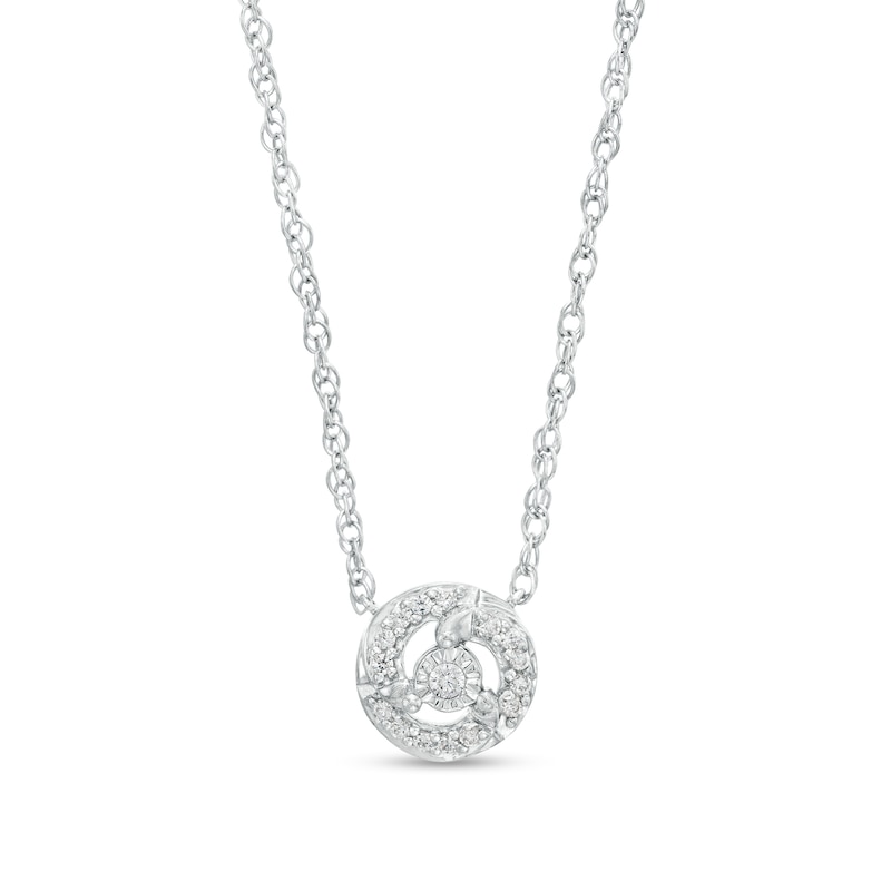 Main Image 1 of 0.06 CT. T.W. Diamond Frame Necklace in Sterling Silver