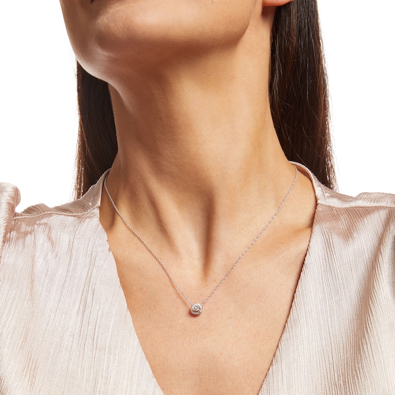 Main Image 2 of 0.06 CT. T.W. Diamond Frame Necklace in Sterling Silver
