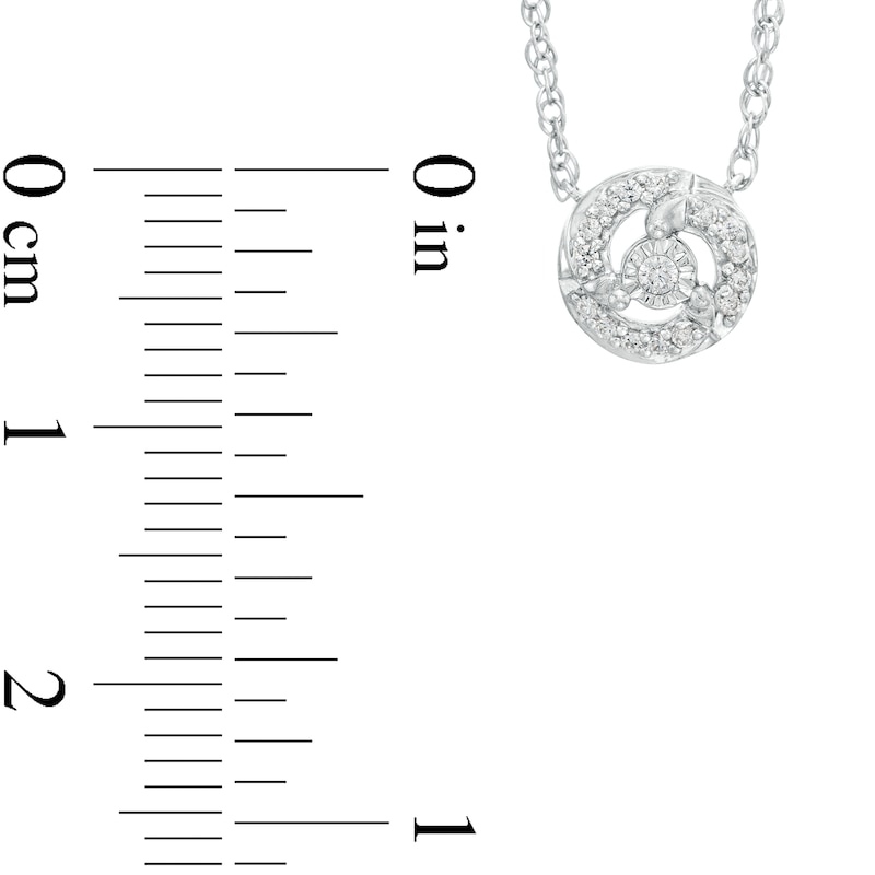 Main Image 3 of 0.06 CT. T.W. Diamond Frame Necklace in Sterling Silver