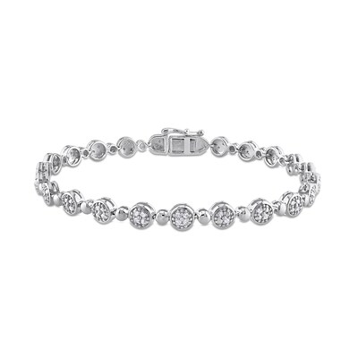 0.50 CT. T.W. Multi-Diamond Alternating Bead Link Bracelet in Sterling Silver – 7.5"