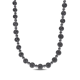 0.50 CT. T.W. Black Multi-Diamond Alternating Bead Link Necklace in Sterling Silver with Black Rhodium Plate – 17"