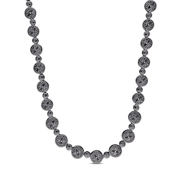 1.00 CT. T.W. Black Multi-Diamond Alternating Bead Link Necklace in Sterling Silver with Black Rhodium Plate – 17"
