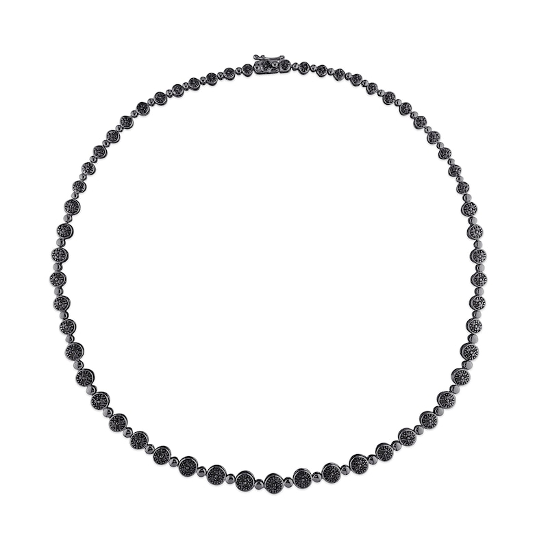 1.00 CT. T.W. Black Multi-Diamond Alternating Bead Link Necklace in Sterling Silver with Black Rhodium Plate – 17"
