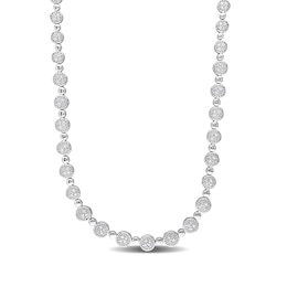 0.50 CT. T.W. Multi-Diamond Alternating Bead Link Necklace in Sterling Silver – 17"