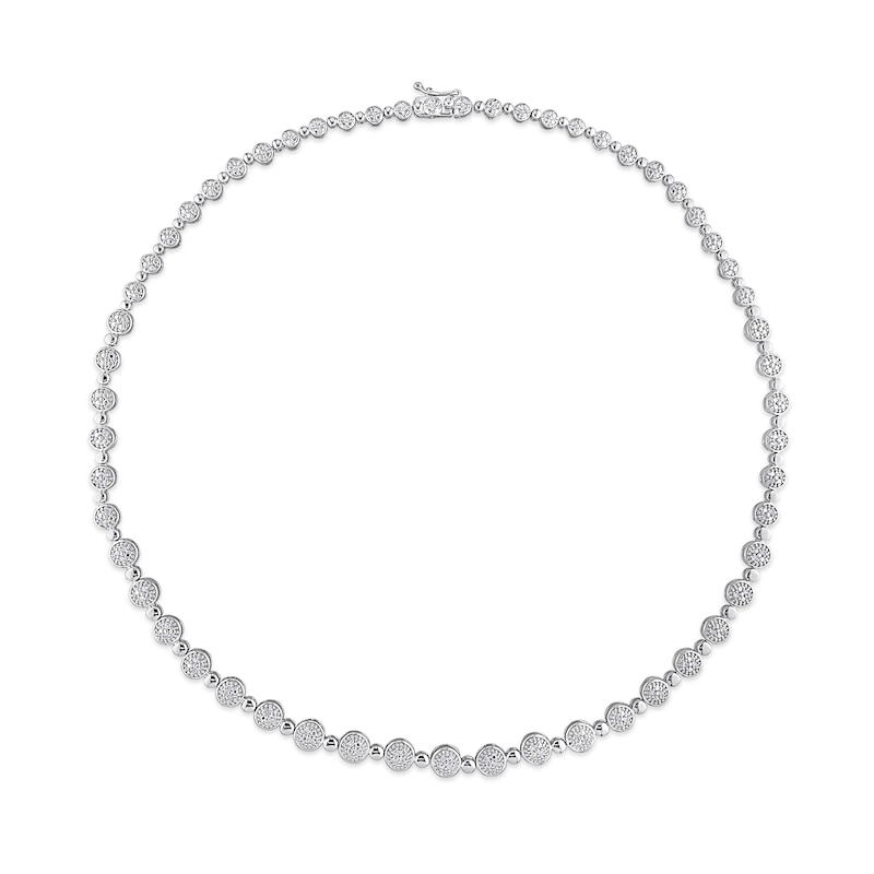 Main Image 3 of 0.50 CT. T.W. Multi-Diamond Alternating Bead Link Necklace in Sterling Silver – 17"