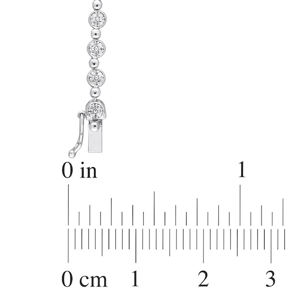 CT. T.W. Multi-Diamond Alternating Bead Link Necklace in Sterling Silver – 17