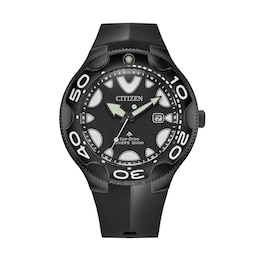 Men's Citizen Eco-Drive® Promaster Special Edition ORCA Black Rubber Strap Watch with Black Dial (Model: BN0235-01E)