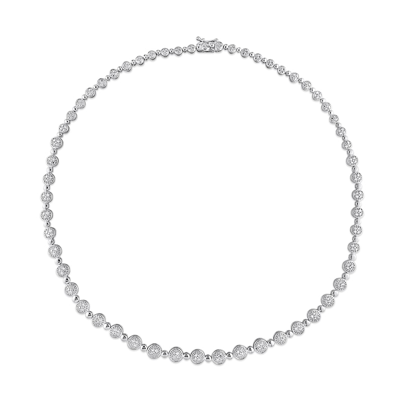 1.00 CT. T.W. Multi-Diamond Alternating Bead Link Necklace in Sterling Silver – 17"
