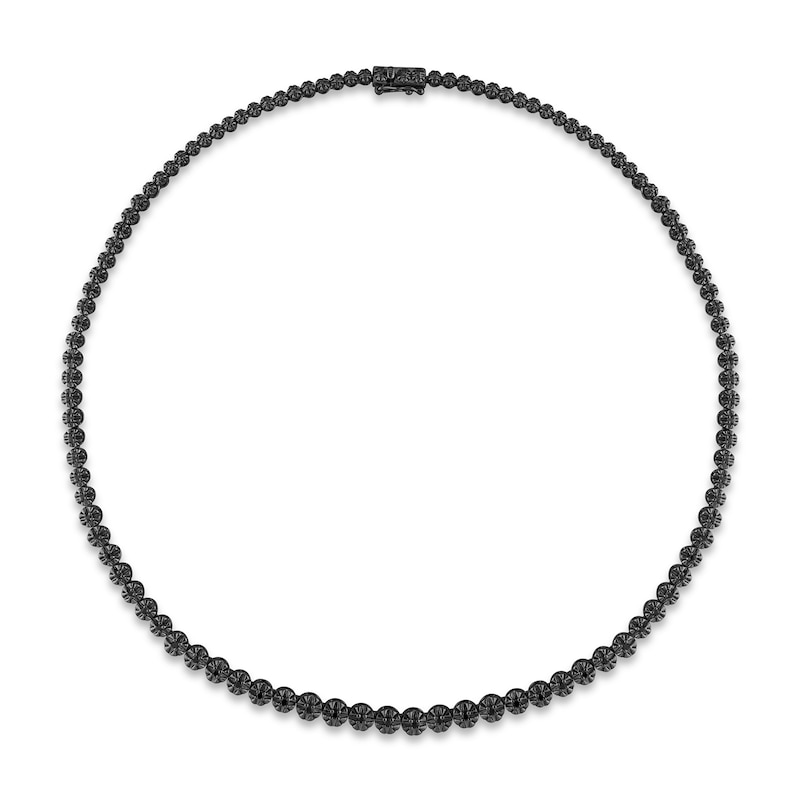 Main Image 3 of 0.99 CT. T.W. Black Diamond Graduated Tennis Necklace in Sterling Silver with Black Rhodium Plate – 17"