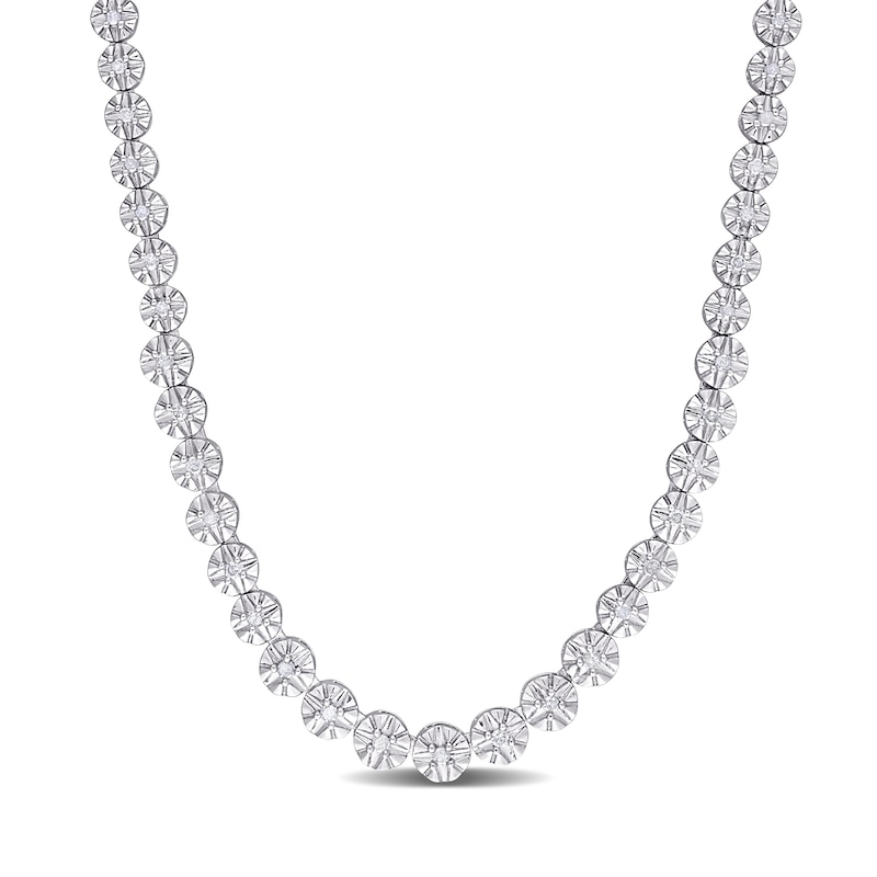 0.99 CT. T.W. Diamond Graduated Tennis Necklace in Sterling Silver – 17"