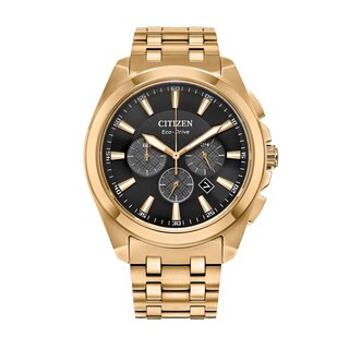 Men's Citizen Eco-Drive® Classic Gold-Tone Chronograph Watch with Black Dial (Model: CA4512-50E)