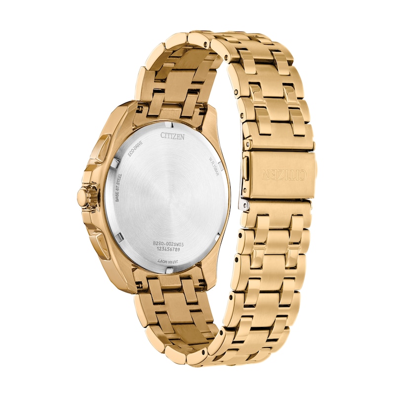 Main Image 2 of Men's Citizen Eco-Drive® Classic Gold-Tone Chronograph Watch with Black Dial (Model: CA4512-50E)
