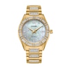 Thumbnail Image 0 of Ladies' Citizen Eco-Drive® Crystal Gold-Tone Watch with Mother-of-Pearl Dial (Model: EM1022-51D)