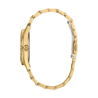 Ladies' Citizen Eco-Drive® Crystal Gold-Tone Watch with Mother-of-Pearl Dial (Model: EM1022-51D)