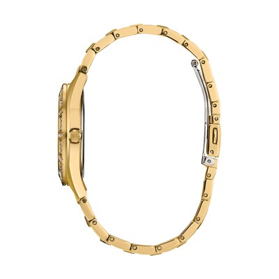 Ladies' Citizen Eco-Drive® Crystal Gold-Tone Watch with Mother-of-Pearl Dial (Model: EM1022-51D)