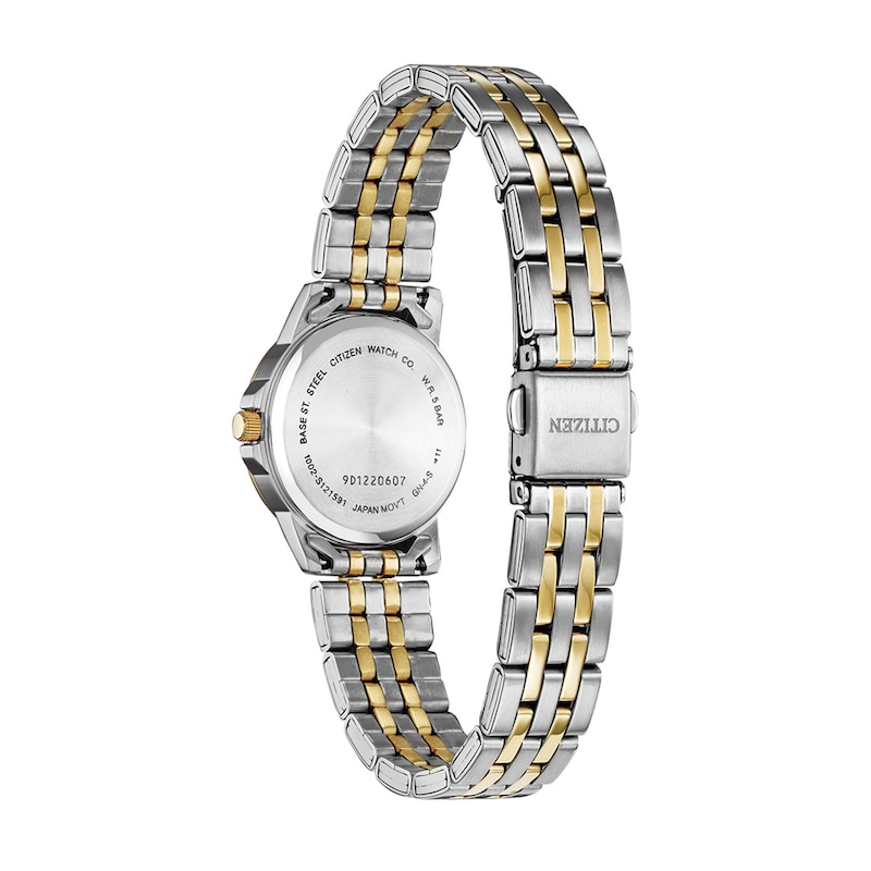 Ladies' Citizen Quartz Classic Two-Tone Watch with Silver-Tone Dial (Model: EQ0605-53A)