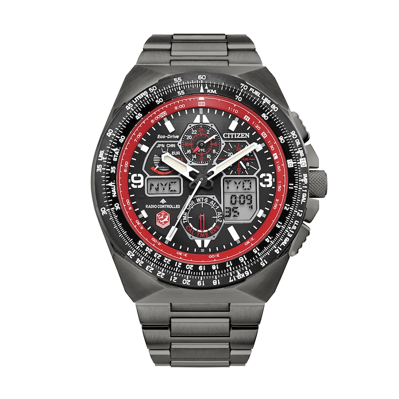Men's Citizen Eco-Drive® Sport Snowbirds Skyhawk A-T Two-Tone Chronograph Watch with Black Dial (Model: JY8129-53H)|Peoples Jewellers