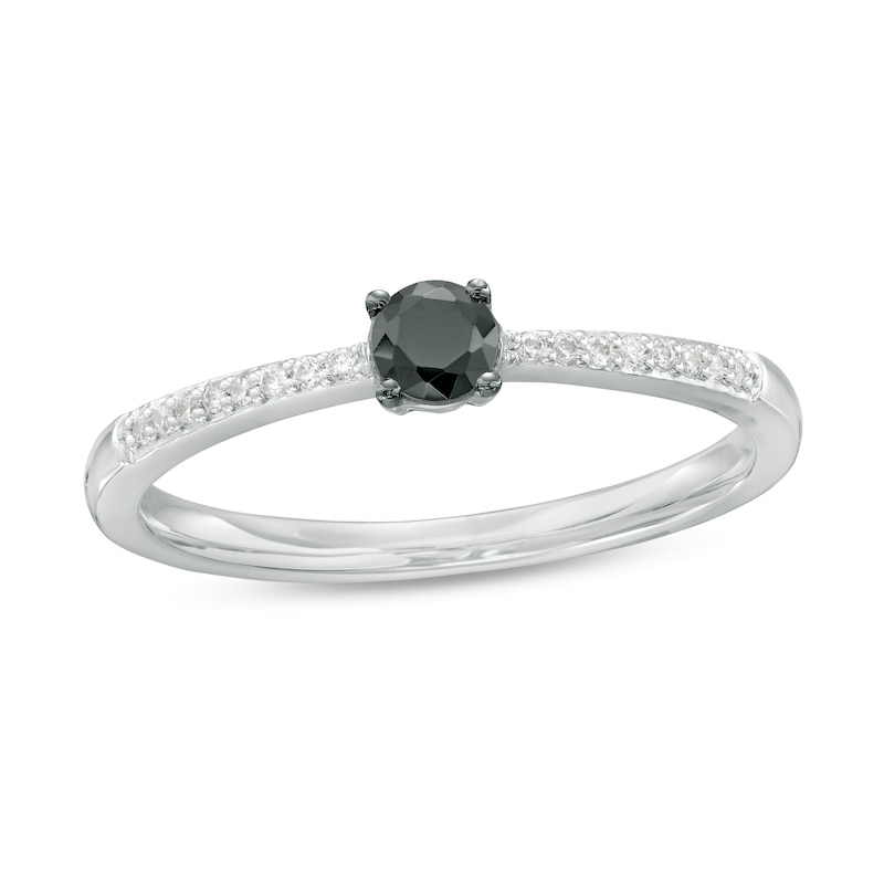 0.25 CT. T.W. Black and White Diamond Promise Ring in Sterling Silver
