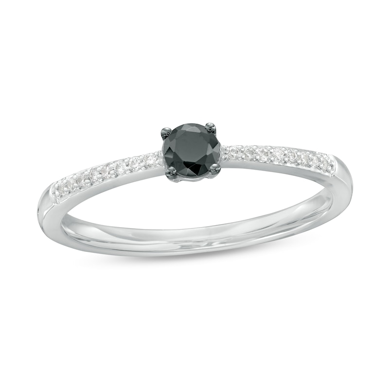 Main Image 1 of 0.25 CT. T.W. Black and White Diamond Promise Ring in Sterling Silver