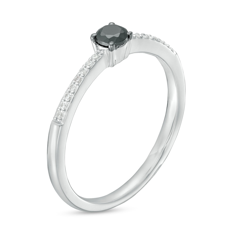 Main Image 3 of 0.25 CT. T.W. Black and White Diamond Promise Ring in Sterling Silver