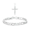 Thumbnail Image 1 of Men's 0.31 CT. T.W. Diamond Cross Necklace Charm and Bracelet Set in Sterling Silver – 8.5"
