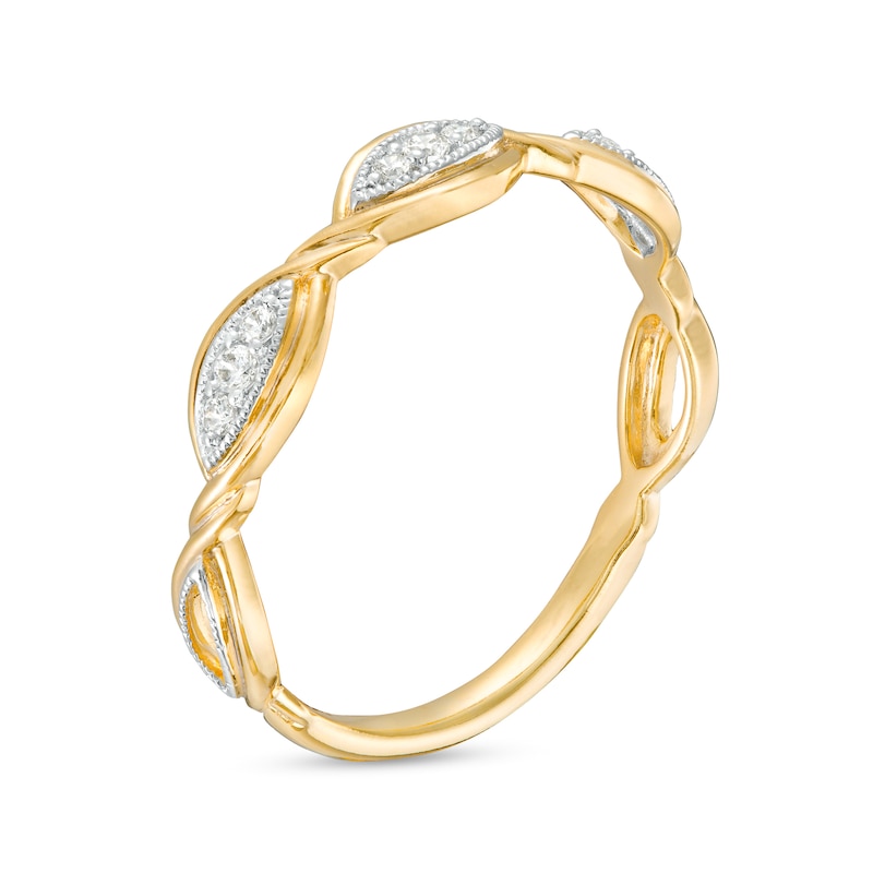 0.065 CT. T.W. Marquise-Shaped Multi-Diamond Twist Anniversary Band in 10K Gold