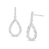 Thumbnail Image 0 of 0.32 CT. T.W. Baguette and Round Diamond Teardrop-Shaped Outline Drop Earrings in 10K White Gold