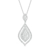 Thumbnail Image 1 of 1.00 CT. T.W. Multi-Diamond Frame Pointed Teardrop Pendant in 10K White Gold
