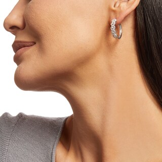 1.00 CT. T.W. Diamond Twist Hoop Earrings in 10K White Gold