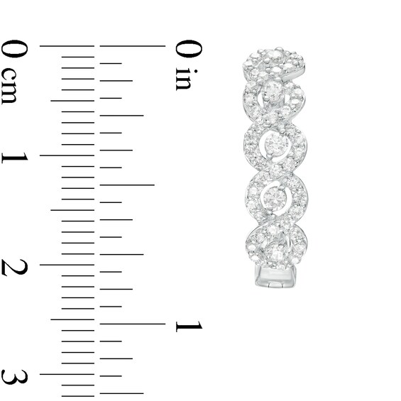 1.00 CT. T.W. Diamond Twist Hoop Earrings in 10K White Gold