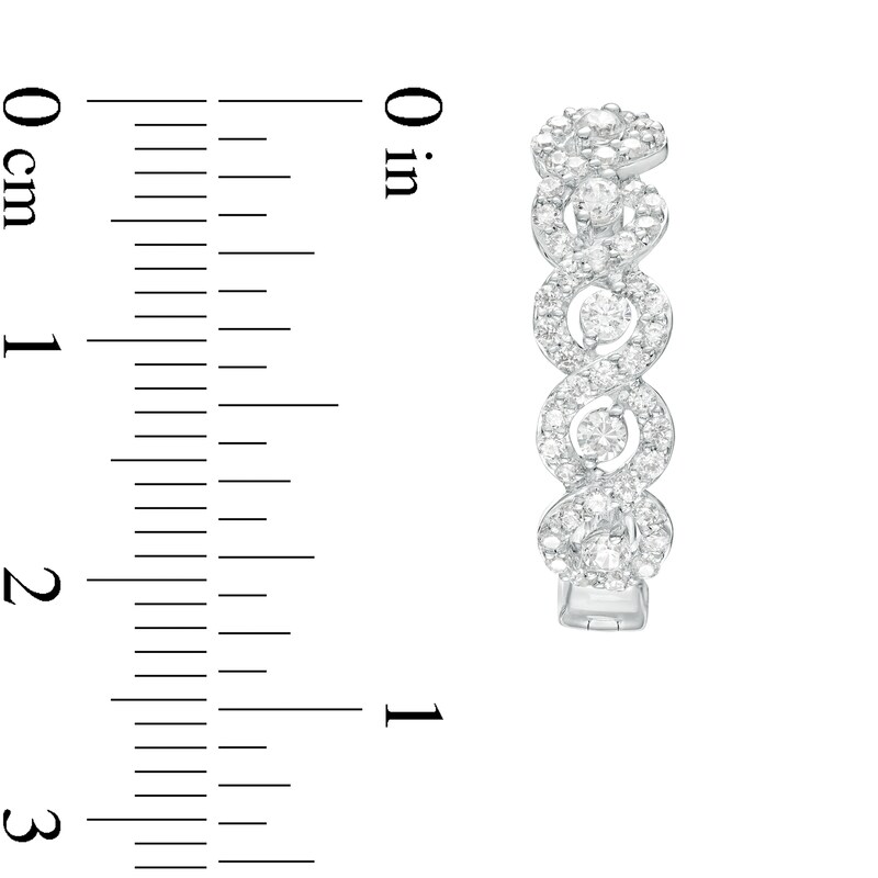 1.00 CT. T.W. Diamond Twist Hoop Earrings in 10K White Gold