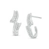 Thumbnail Image 1 of 0.33 CT. T.W. Diamond Graduated Curved J-Hoop Earrings in 10K White Gold
