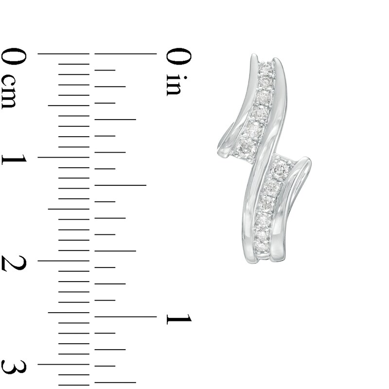 0.33 CT. T.W. Diamond Graduated Curved J-Hoop Earrings in 10K White Gold