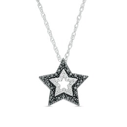 0.15 CT. T.W. Black and White Diamond Star Pendant in Sterling Silver