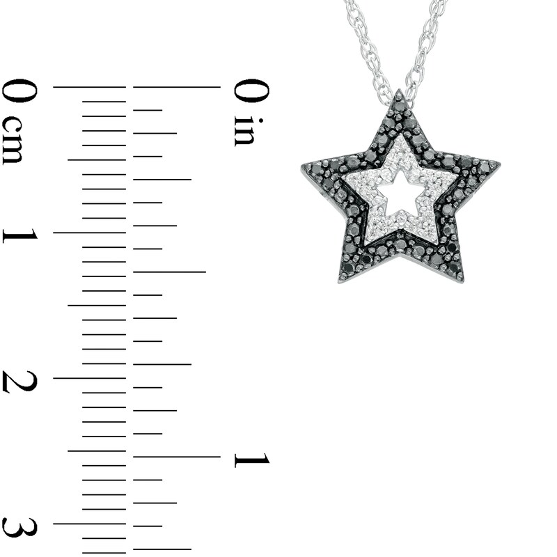 0.15 CT. T.W. Black and White Diamond Star Pendant in Sterling Silver