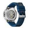 Men's Bulova Marine Star Automatic Leather Strap Watch with Blue Skeleton Dial (Model: 96A291)