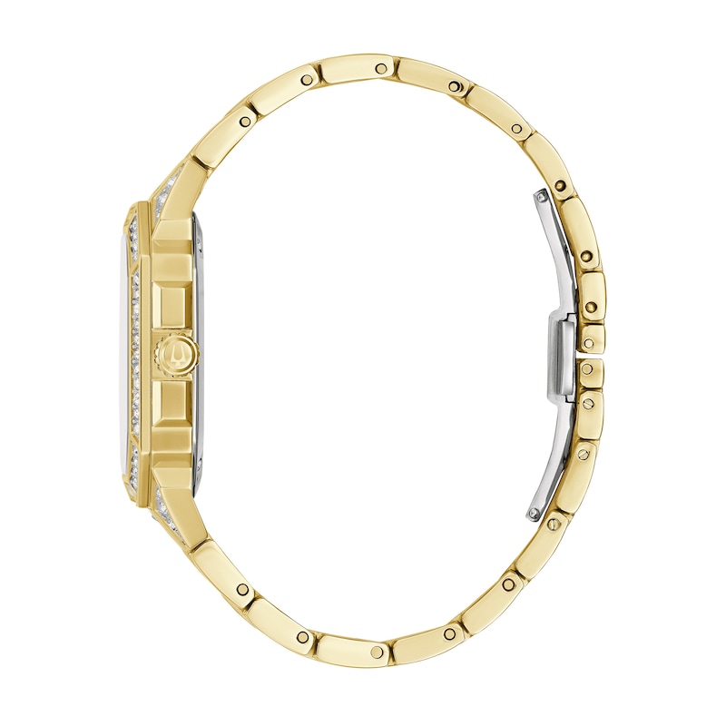 Main Image 2 of Men's Bulova Octava Crystal Gold-Tone Watch with Octagonal White Dial (Model: 98A295)