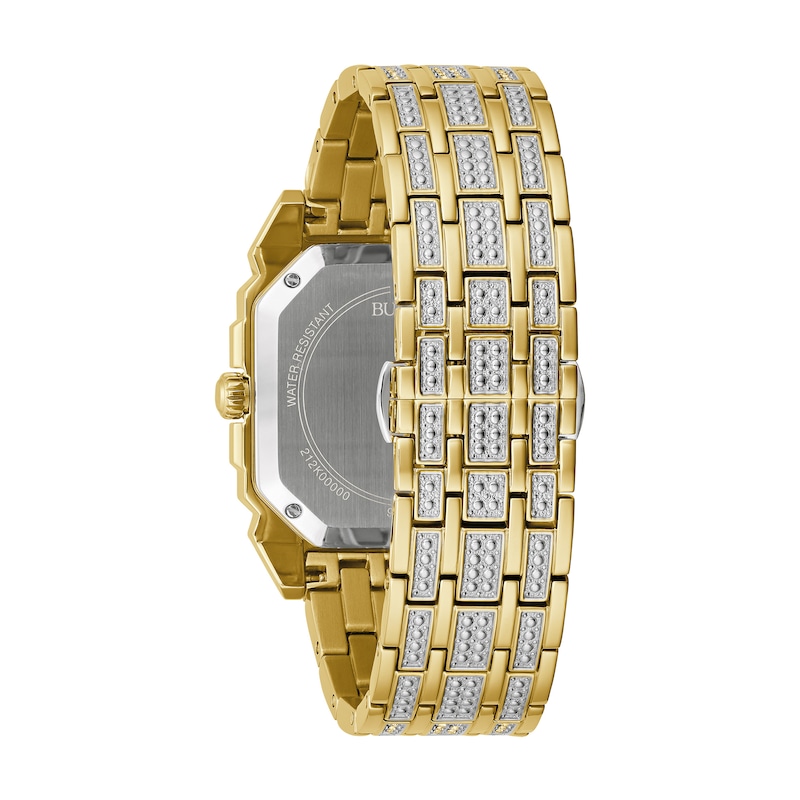 Main Image 3 of Men's Bulova Octava Crystal Gold-Tone Watch with Octagonal White Dial (Model: 98A295)