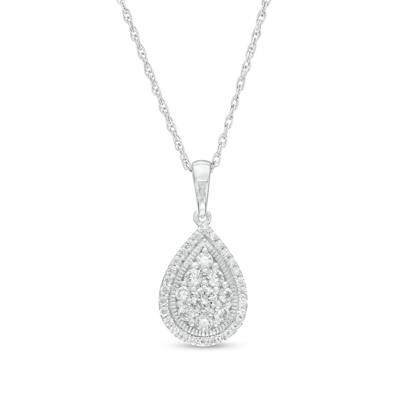 0.50 CT. T.W. Pear-Shaped Multi-Diamond Frame Pendant in 10K White Gold|Peoples Jewellers