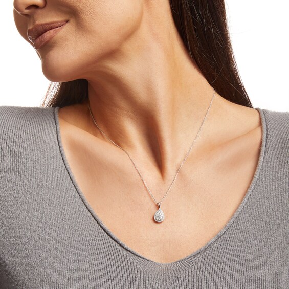 0.50 CT. T.W. Pear-Shaped Multi-Diamond Frame Pendant in 10K White Gold