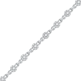 1.50 CT. T.W. Multi-Diamond Alternating Link Line Bracelet in 10K White Gold - 7.25"