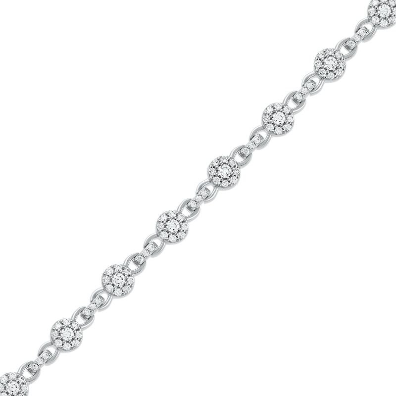 1.50 CT. T.W. Multi-Diamond Alternating Link Line Bracelet in 10K White Gold - 7.25"